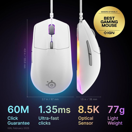 steelseries rival 3 white gen2